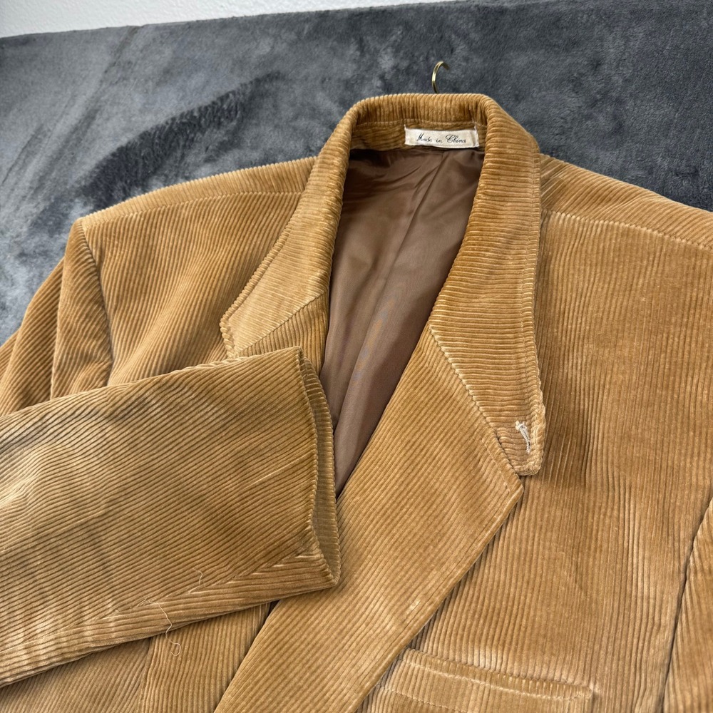 Wentworth Mens Tan Corduroy Blazer Sport Coat Jacket 44L Two Button Cotton